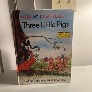 Vtg Now You Can Read “Three Little Pigs Large Type for First Readers Kid’s Book
